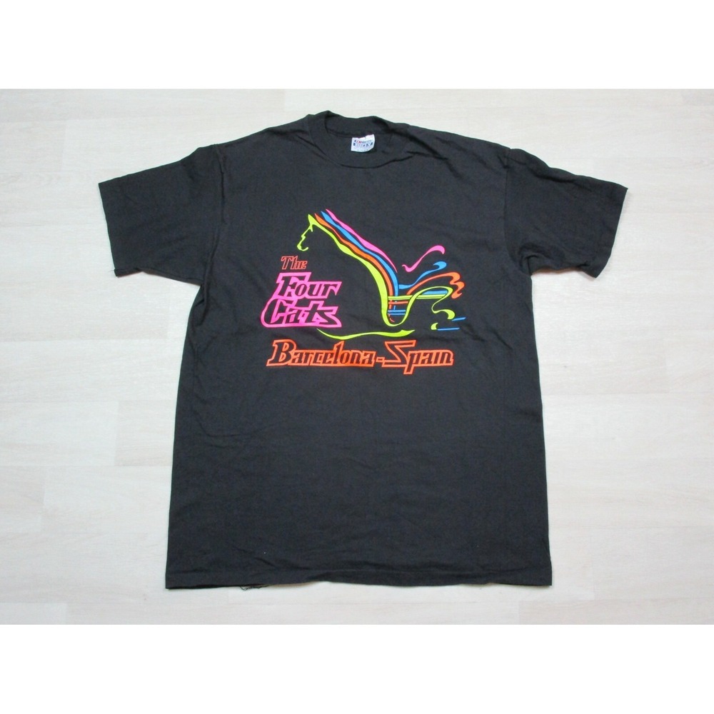 Vintage The Four Cats Artists Meeting Spot Single Stitch T Shirt (XL) Barcelona